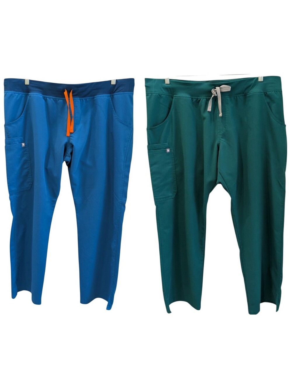 FIGS Yola Scrub Pants Technical XXL Petite 2XLP Hunter Green Alps Blue LOT 2
